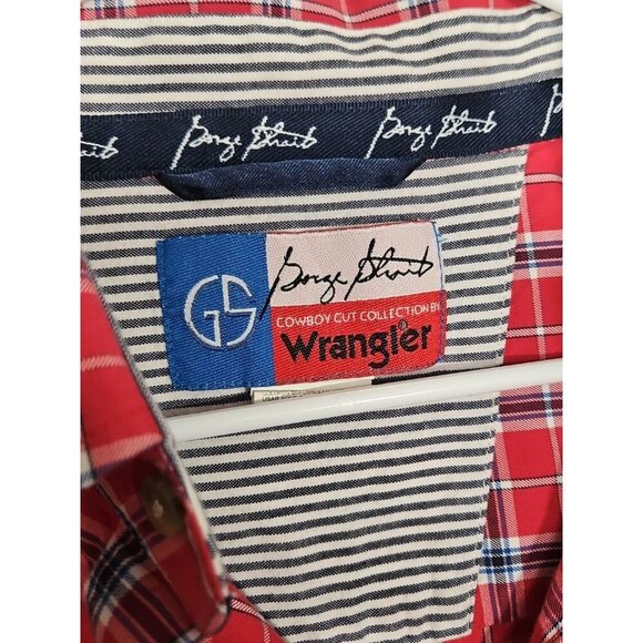 Wrangler George Strait Blue Red Long Sleeve Button Down Shirt Men’s Large - Picture 3 of 6
